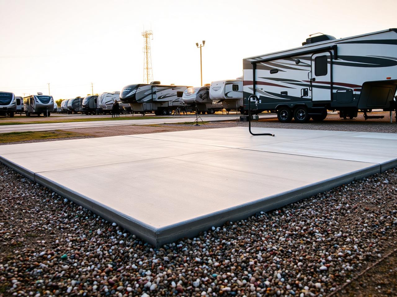 Concrete RV pad with hookups